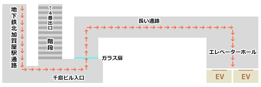 エレベーターまでの地図