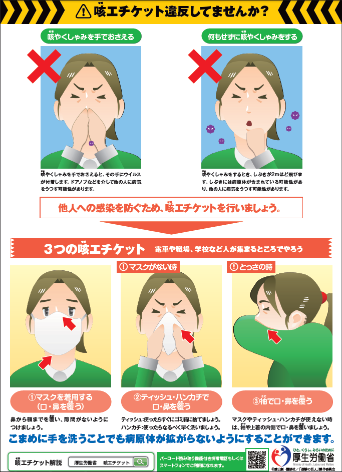 咳やくしゃみの飛沫により感染する感染症は数多くあります。「咳エチケット違反していませんか？」｜南港病院